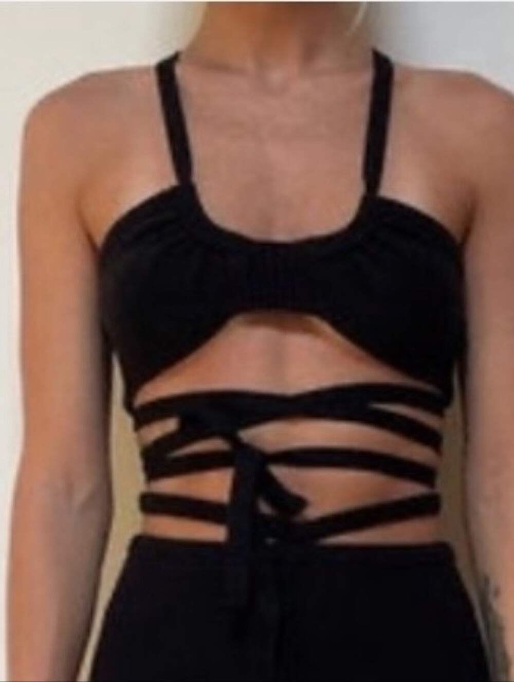 For Love And Lemons Black Strappy Wrap Bralette